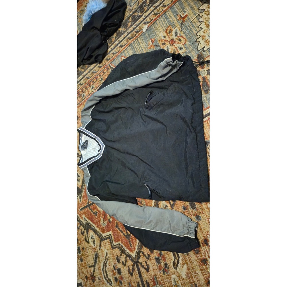 Easton youth V-Neck Windbreaker Pullover Black Grey Mesh Lined Size S/M